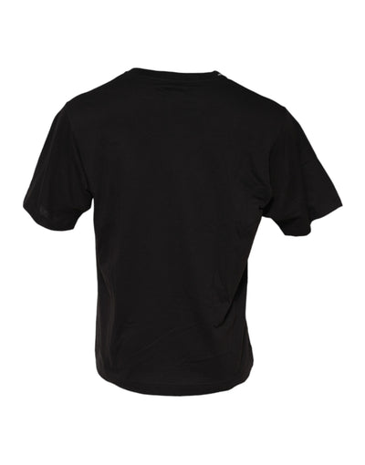 Dolce & Gabbana Schwarzes minimalistisches T-Shirt mit Rundhalsausschnitt aus Baumwolle