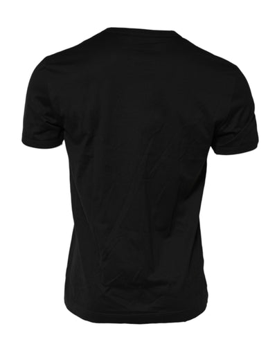 Dolce & Gabbana Schwarzes DG King Crown Baumwoll-T-Shirt mit Rundhalsausschnitt