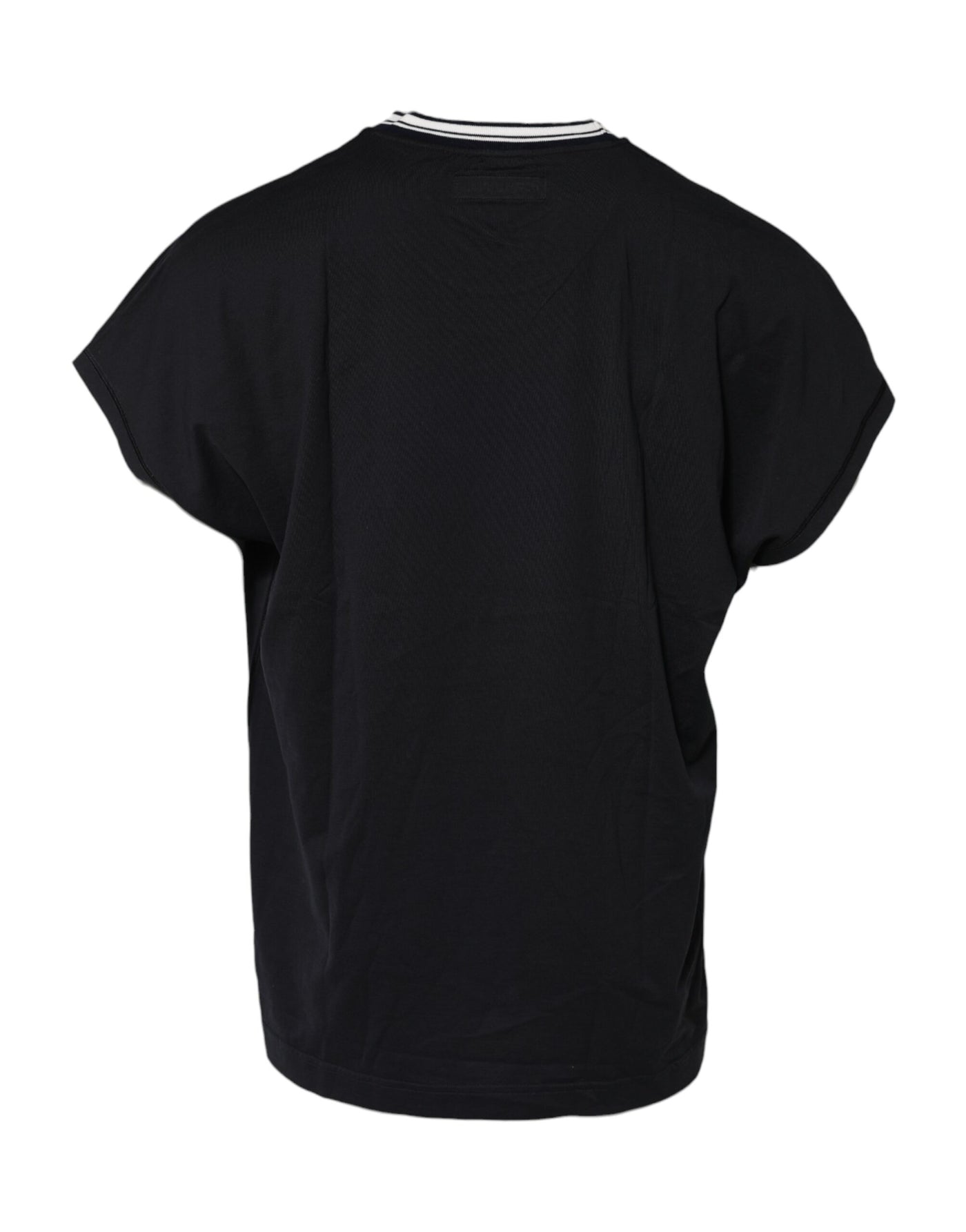 Dolce & Gabbana Dunkelblaues Venezia Crown Baumwoll-T-Shirt mit Rundhalsausschnitt