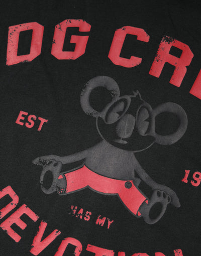 Dolce & Gabbana Schwarzes DG Crew Devotion Baumwoll-T-Shirt mit Rundhalsausschnitt
