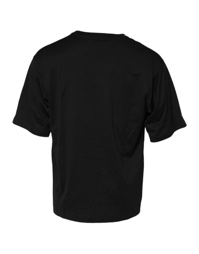 Dolce & Gabbana Schwarzes Baumwoll-T-Shirt mit Rundhalsausschnitt und kurzen Ärmeln