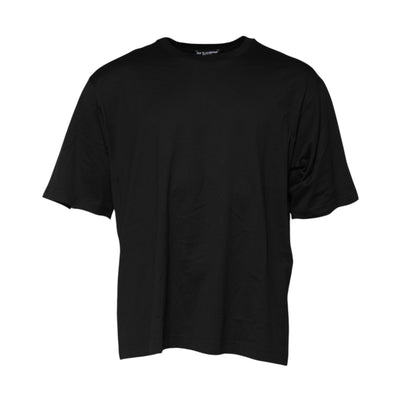 Dolce & Gabbana Schwarzes Baumwoll-T-Shirt mit Rundhalsausschnitt und kurzen Ärmeln