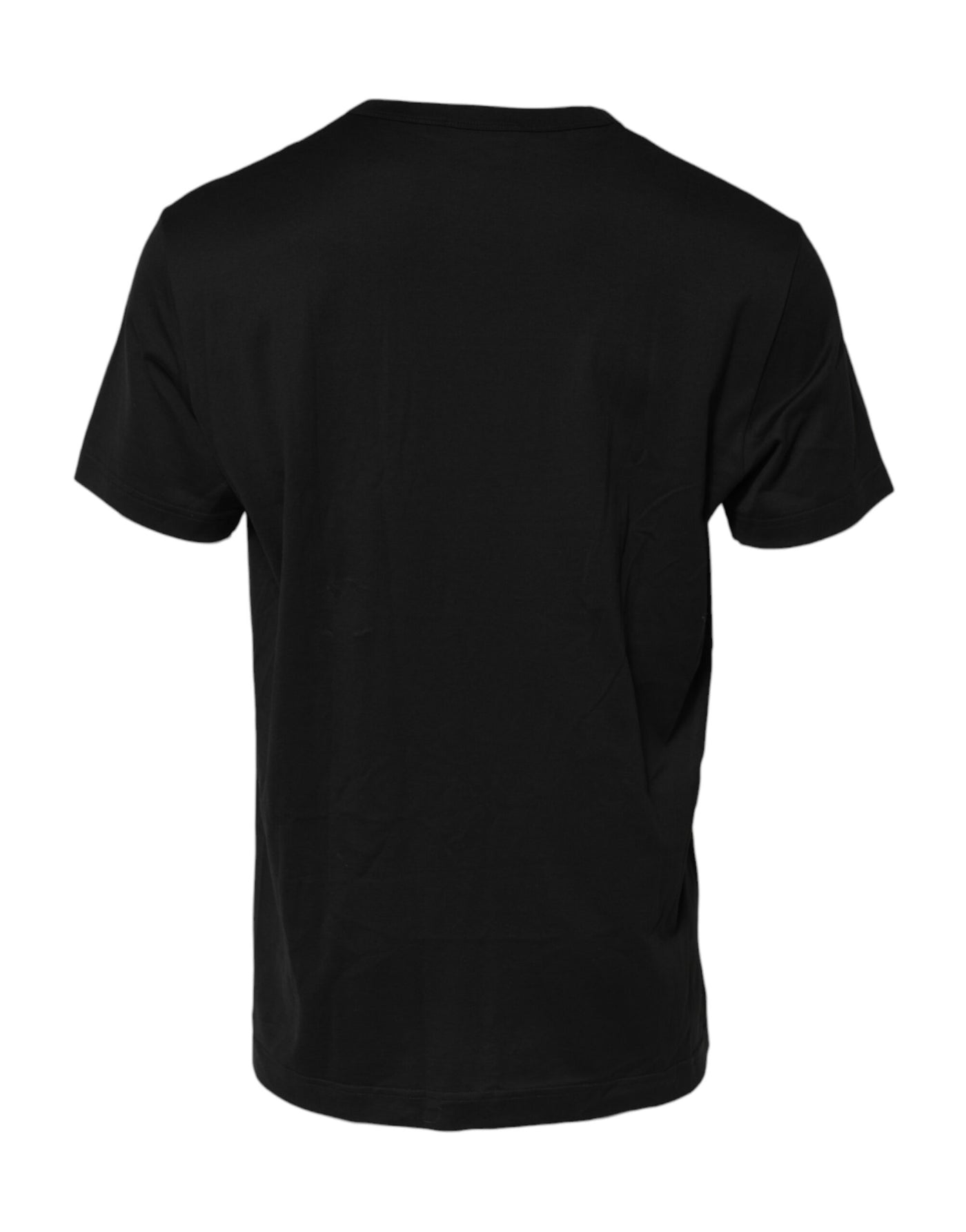 Dolce & Gabbana Schwarzes T-Shirt mit geprägtem Logo und Rundhalsausschnitt aus Baumwolle
