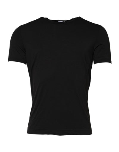 Dolce & Gabbana Schwarzes Modal Herren Unterwäsche T-Shirt mit Rundhalsausschnitt