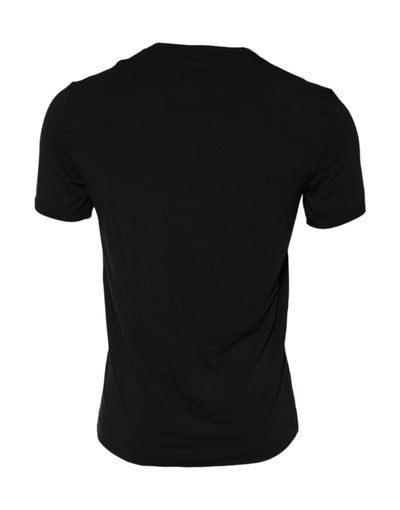 Dolce & Gabbana Schwarzes Modal Herren Unterwäsche T-Shirt mit Rundhalsausschnitt