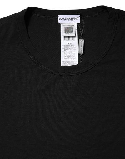 Dolce & Gabbana Schwarzes Modal Herren Unterwäsche T-Shirt mit Rundhalsausschnitt
