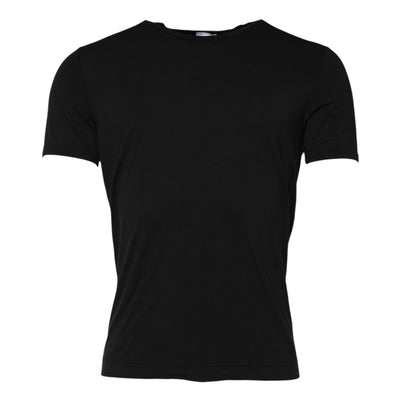 Dolce & Gabbana Schwarzes Modal Herren Unterwäsche T-Shirt mit Rundhalsausschnitt