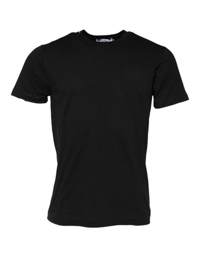 Dolce & Gabbana Schwarzes Baumwoll-T-Shirt mit Rundhalsausschnitt und kurzen Ärmeln