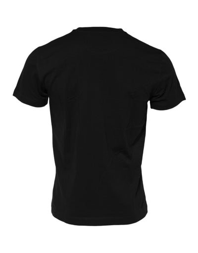 Dolce & Gabbana Schwarzes Baumwoll-T-Shirt mit Rundhalsausschnitt und kurzen Ärmeln