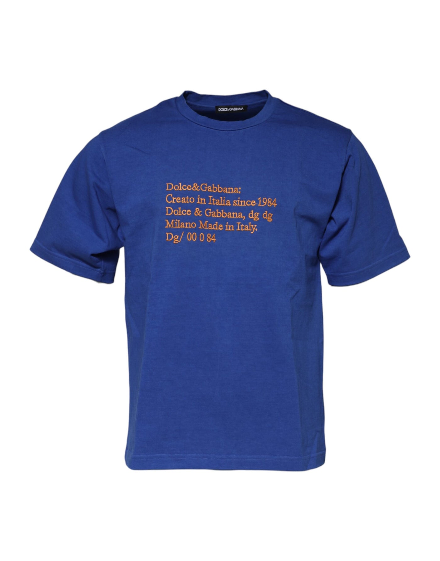 Dolce & Gabbana Blaues Logo-Grafik-T-Shirt mit Rundhalsausschnitt aus Baumwolle