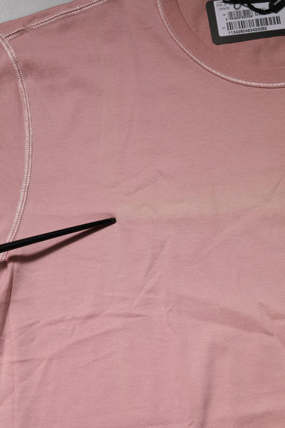 Dolce & Gabbana Rosa Logo-Plakette Baumwolle T-Shirt mit Rundhalsausschnitt