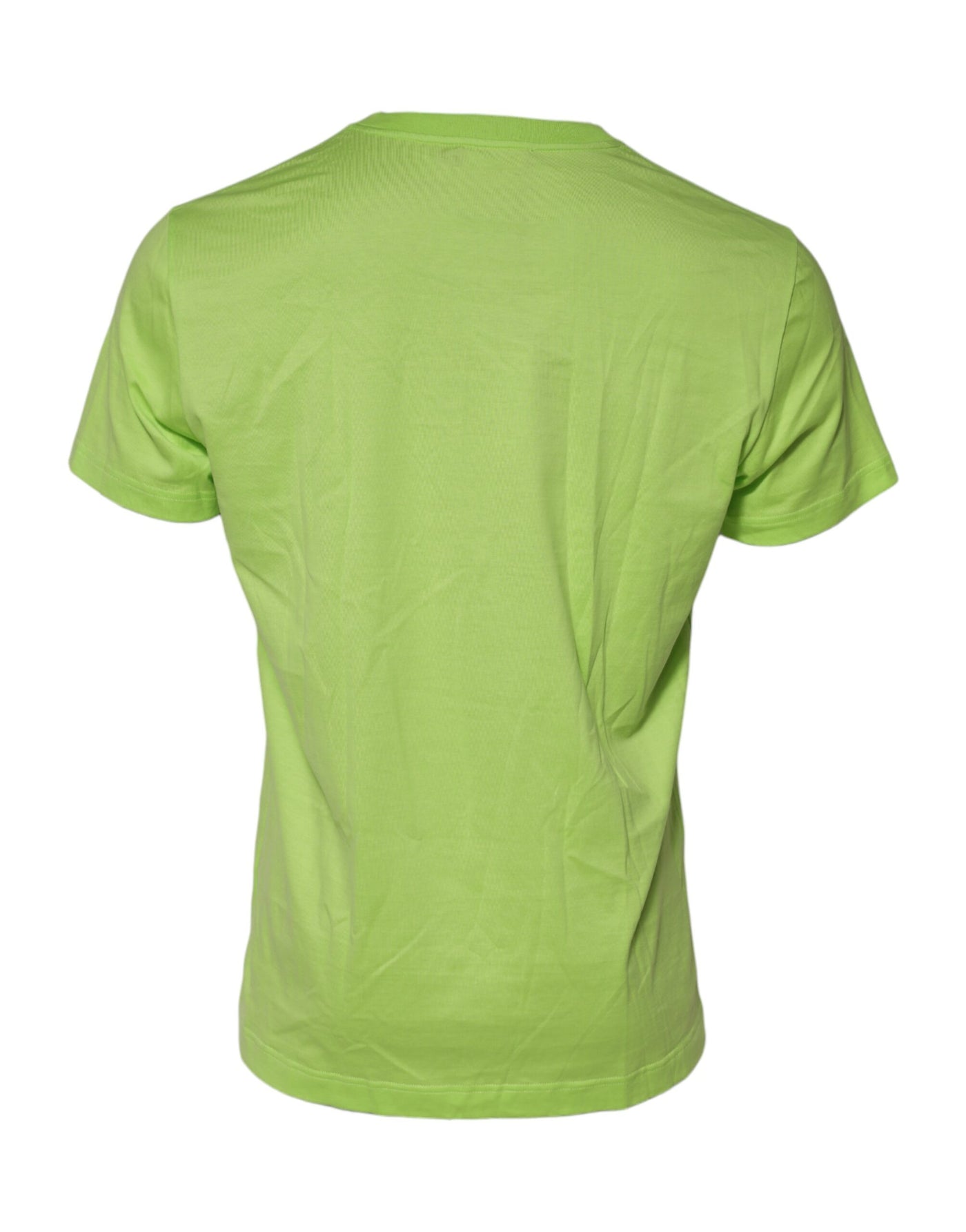 Dolce & Gabbana Grünes T-Shirt mit geprägtem Logo und Rundhalsausschnitt aus Baumwolle