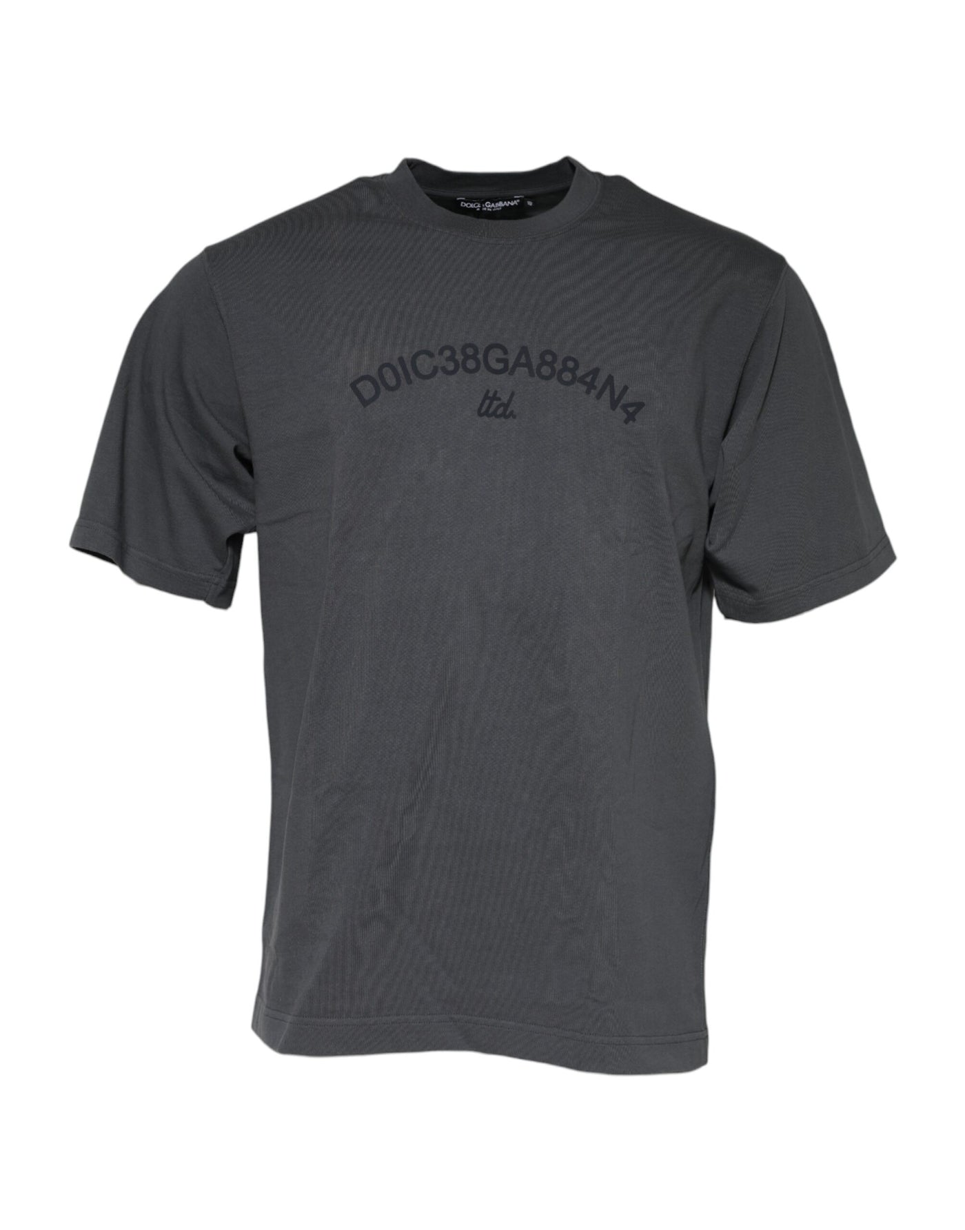 Dolce & Gabbana Graues Logo-Grafik-T-Shirt mit Rundhalsausschnitt aus Baumwolle