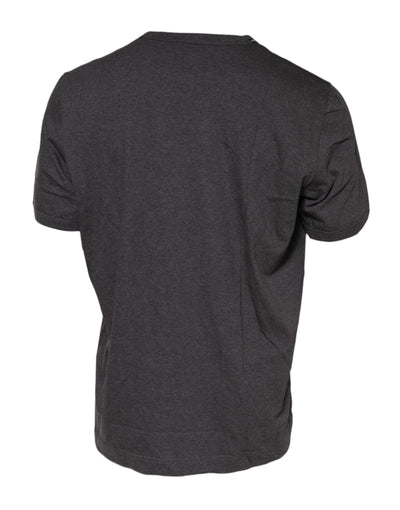 Dolce & Gabbana Dunkelgraues T-Shirt mit Rundhalsausschnitt und kurzen Ärmeln