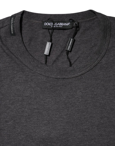 Dolce & Gabbana Dunkelgraues T-Shirt mit Rundhalsausschnitt und kurzen Ärmeln