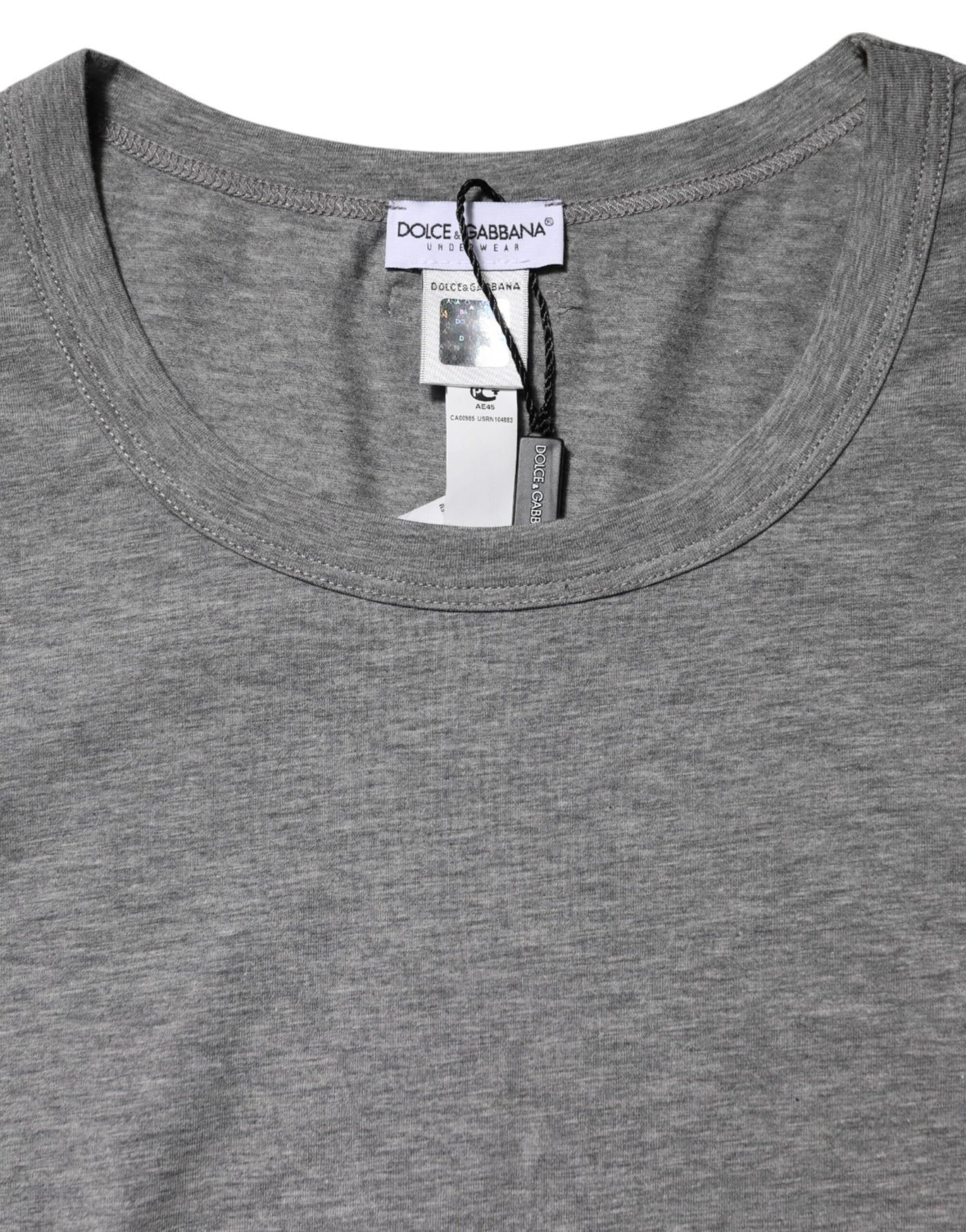 Dolce & Gabbana Graues T-Shirt mit Rundhalsausschnitt und kurzen Ärmeln Unterwäsche