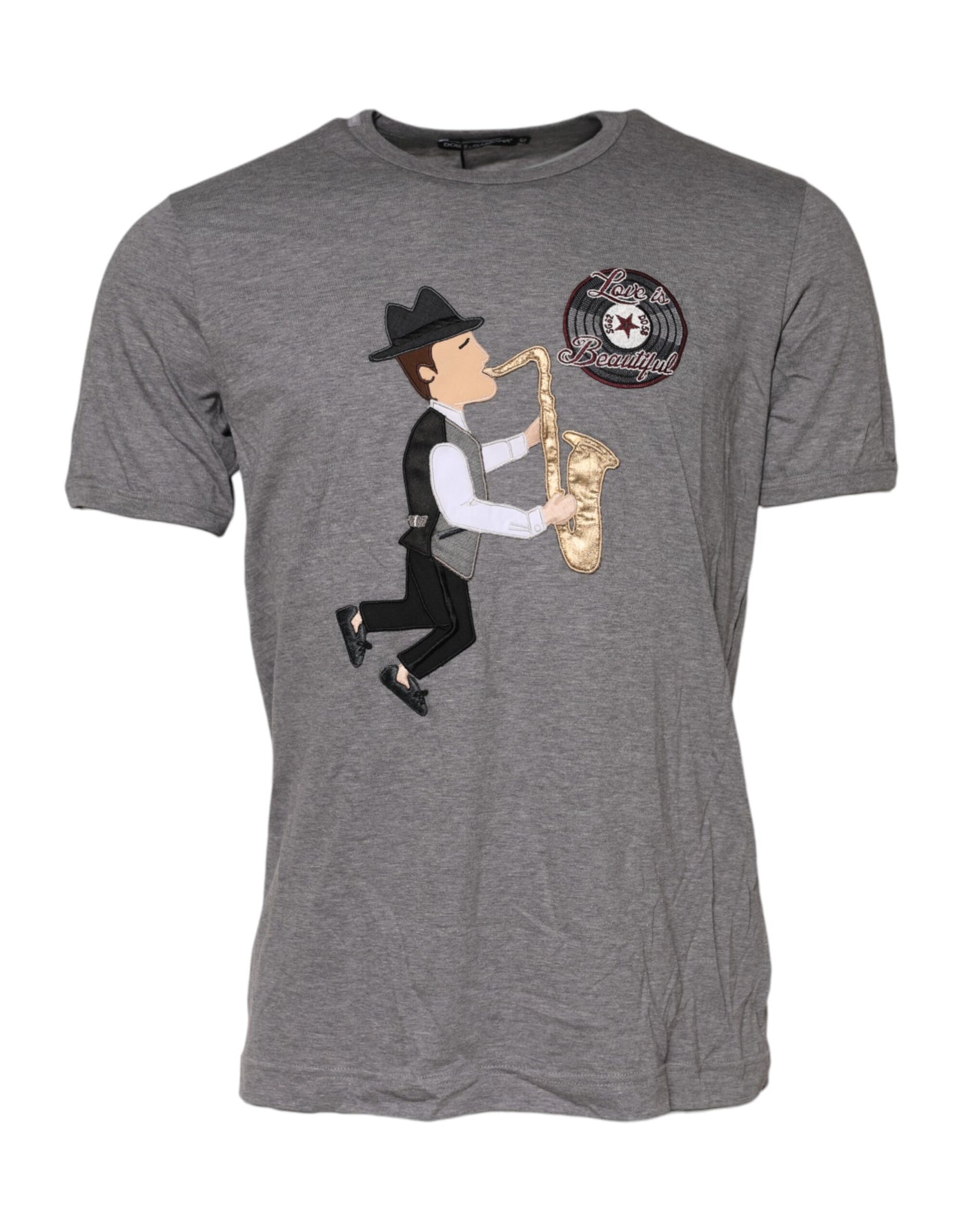 Dolce & Gabbana Graues #DGFamily Baumwoll-T-Shirt mit Rundhalsausschnitt