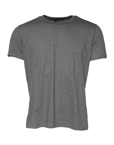 Dolce & Gabbana Graues Baumwoll-T-Shirt mit Rundhalsausschnitt und kurzen Ärmeln
