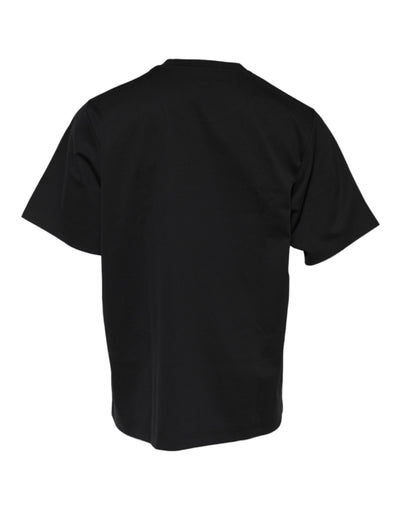 Dolce & Gabbana Schwarzes DG Logo Print Baumwoll-T-Shirt mit Rundhalsausschnitt