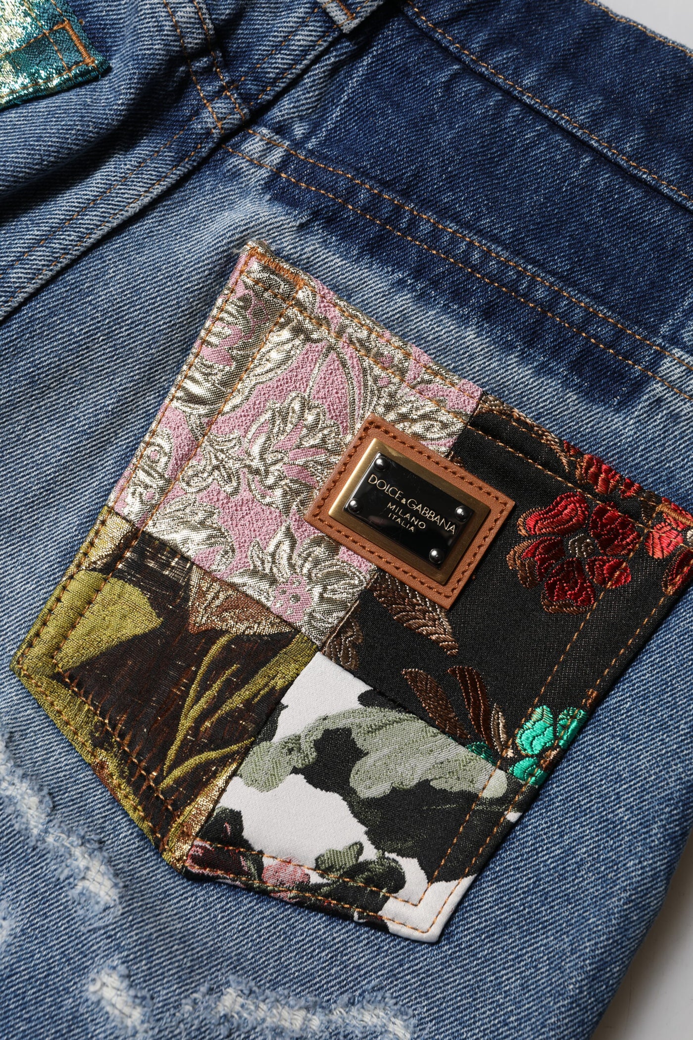 Dolce & Gabbana Blaue AMBER Zerrissene Denim-Jeans mit hoher Taille