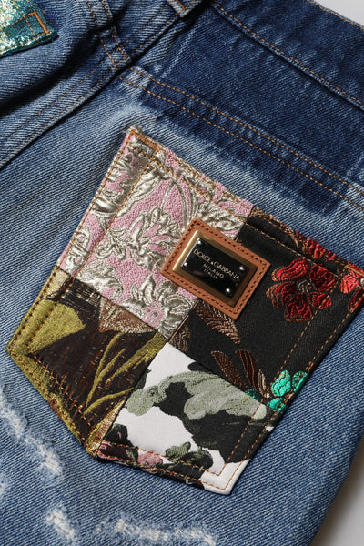 Dolce & Gabbana Blaue AMBER Zerrissene Denim-Jeans mit hoher Taille