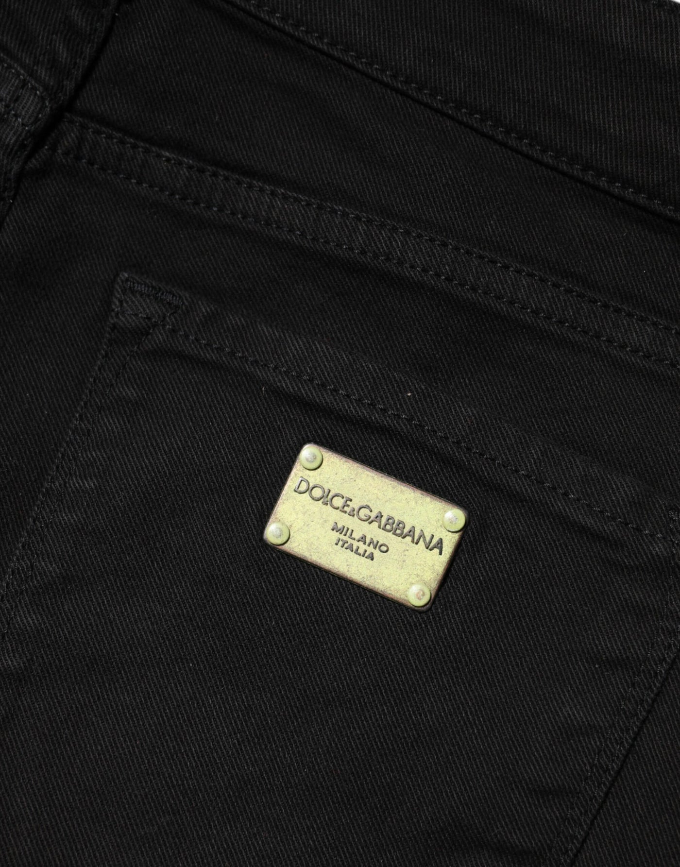 Dolce & Gabbana Schwarze Skinny Denim-Jeans aus Baumwolle mit mittlerer Taille