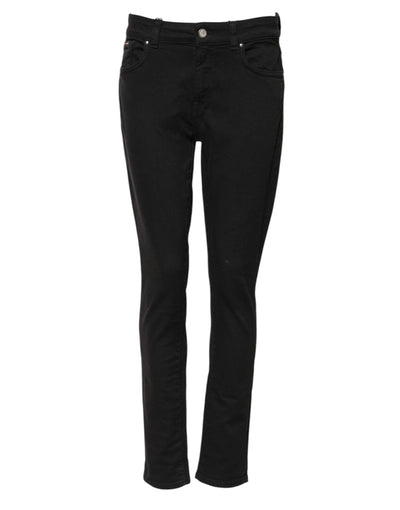 Dolce & Gabbana Schwarze Skinny Denim-Jeans aus Baumwolle mit mittlerer Taille