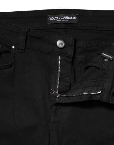 Dolce & Gabbana Schwarze Skinny Denim-Jeans aus Baumwolle mit mittlerer Taille