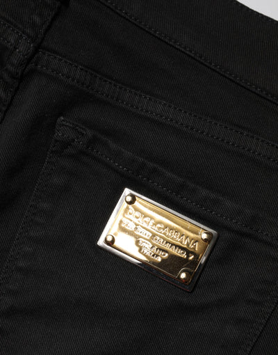 Dolce & Gabbana Schwarze Skinny Denim-Jeans aus Baumwolle mit mittlerer Taille