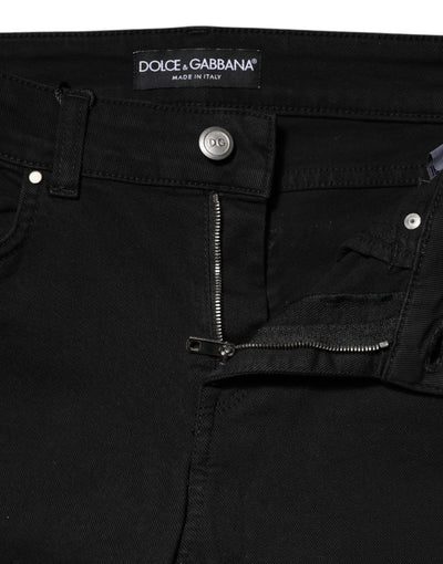 Dolce & Gabbana Schwarze Skinny Denim-Jeans aus Baumwolle mit mittlerer Taille