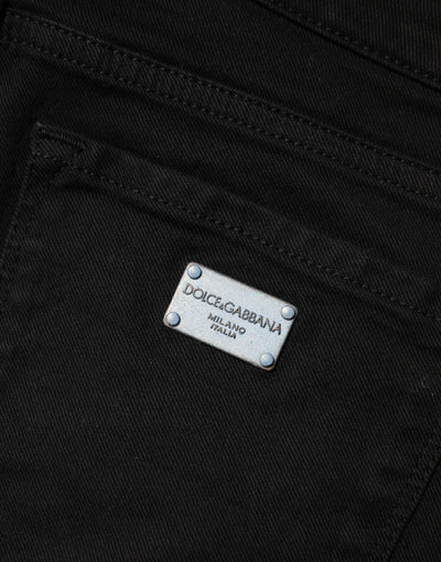 Dolce & Gabbana Schwarze Skinny Denim-Jeans aus Baumwolle mit mittlerer Taille