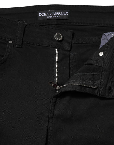 Dolce & Gabbana Schwarze Skinny Denim-Jeans aus Baumwolle mit mittlerer Taille