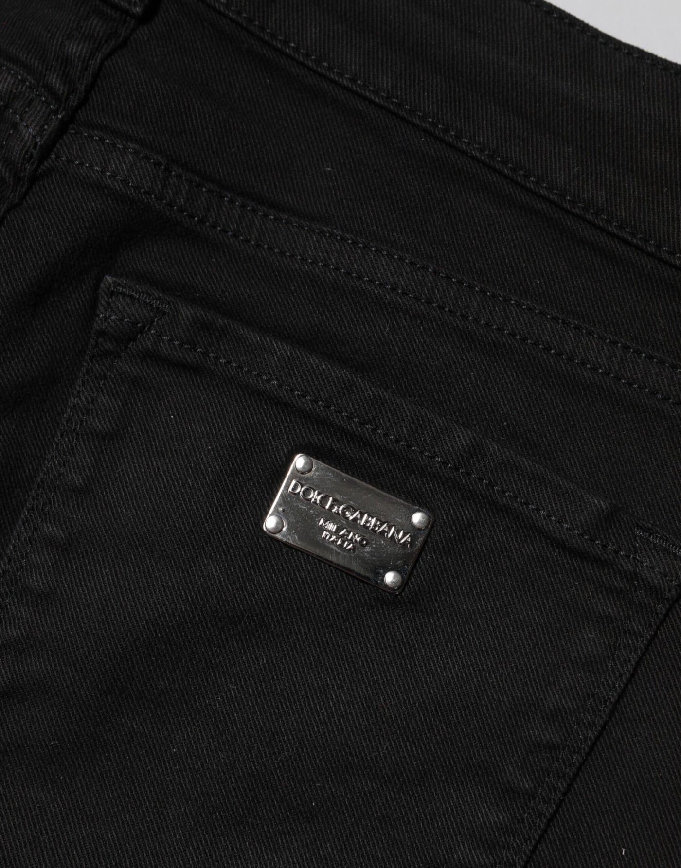 Dolce & Gabbana Schwarze Skinny Denim-Jeans aus Baumwolle mit mittlerer Taille