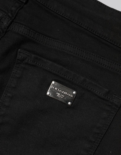 Dolce & Gabbana Schwarze Skinny Denim-Jeans aus Baumwolle mit mittlerer Taille