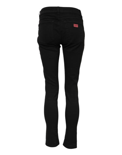 Dolce & Gabbana Schwarze Skinny Denim-Jeans aus Baumwolle mit mittlerer Taille