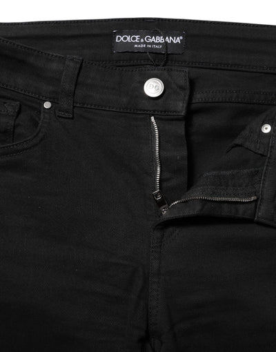 Dolce & Gabbana Schwarze Skinny Denim-Jeans aus Baumwolle mit mittlerer Taille