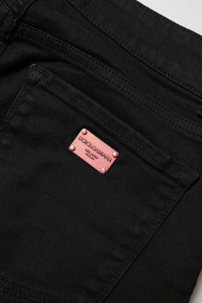 Dolce & Gabbana Schwarze Skinny Denim-Jeans aus Baumwolle mit mittlerer Taille