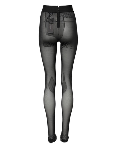 Dolce & Gabbana Schwarze Nylon-Leggings Stretch-Hose