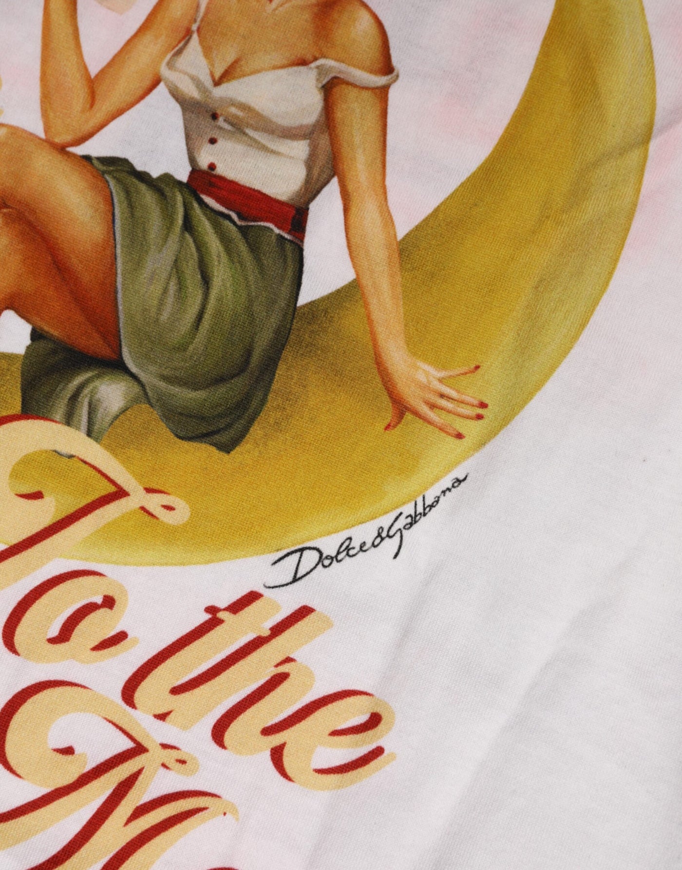 Dolce & Gabbana Weißes Bring Me To The Moon Pin Up T-shirt Top