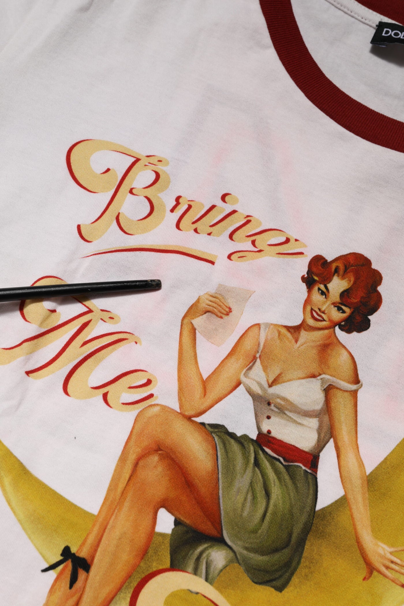 Dolce & Gabbana Weißes Bring Me To The Moon Pin Up T-shirt Top