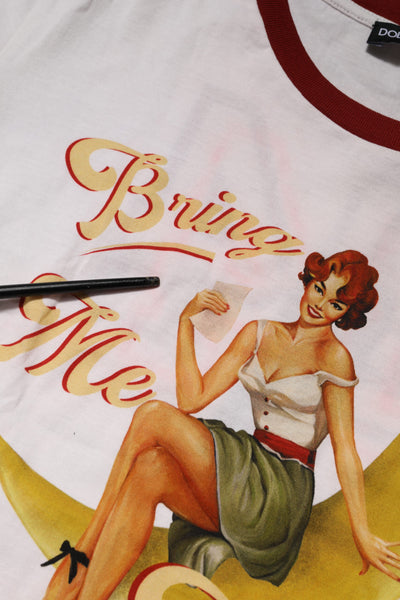 Dolce & Gabbana Weißes Bring Me To The Moon Pin Up T-shirt Top