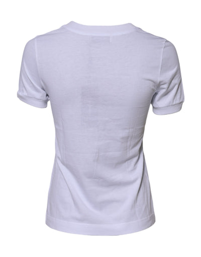 Dolce & Gabbana Weißes Baumwoll-T-Shirt mit DG-Logo-Stickerei