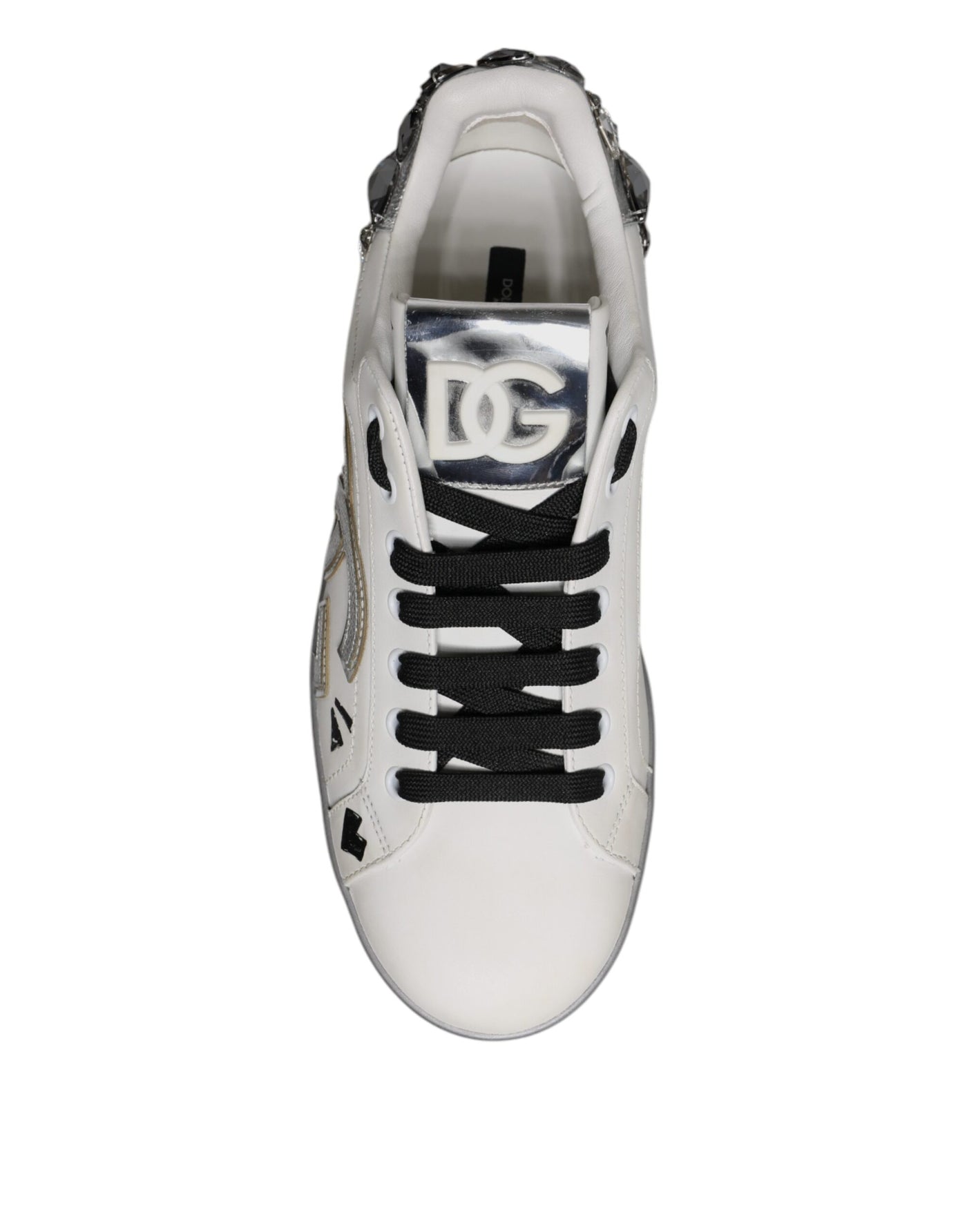 Dolce & Gabbana Weiß Crystal Logo Portofino Turnschuhe Schuhe