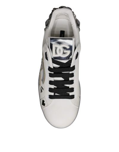 Dolce & Gabbana Weiß Crystal Logo Portofino Turnschuhe Schuhe