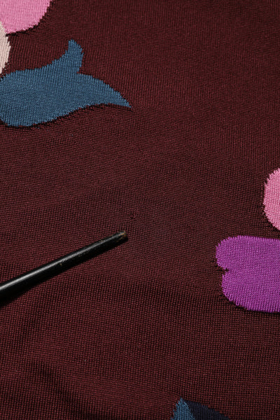 Dolce & Gabbana Maroon Floral Silk Rundhalsausschnitt Bluse Top