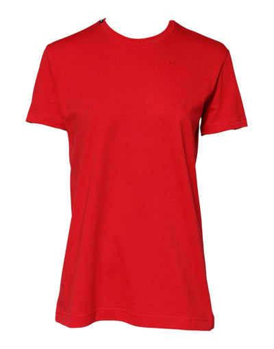Dolce & Gabbana Rotes Baumwoll-T-Shirt mit Rundhalsausschnitt und kurzen Ärmeln