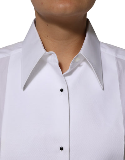 Dolce & Gabbana Weißes Baumwollhemd mit Kragen und langen Ärmeln