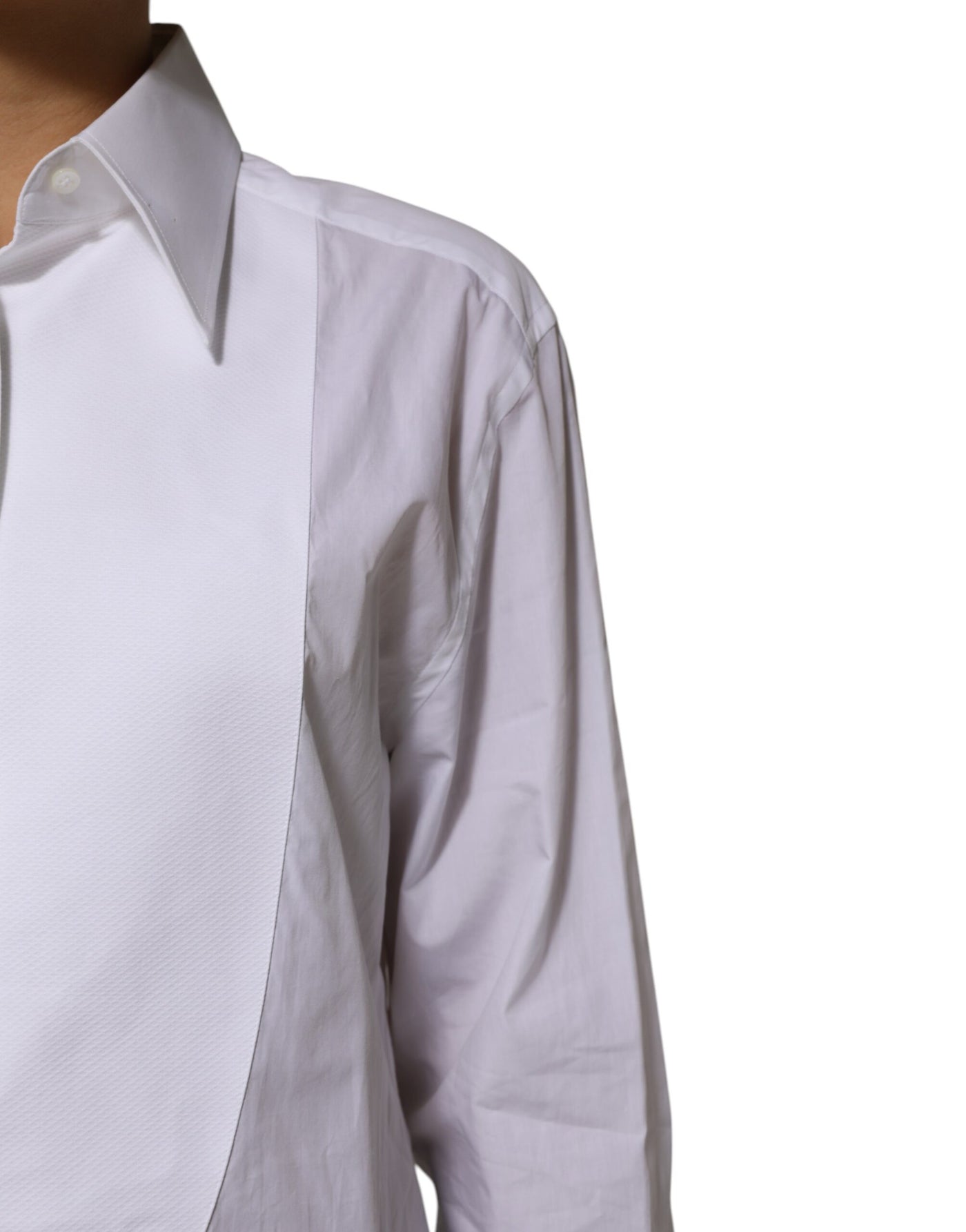 Dolce & Gabbana Weißes Baumwollhemd mit Kragen und langen Ärmeln