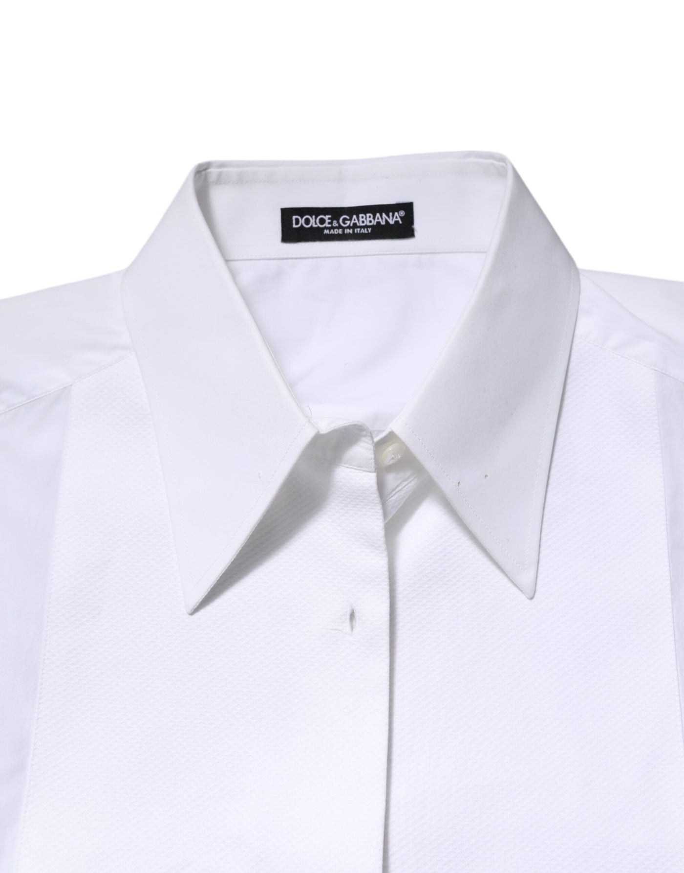 Dolce & Gabbana Weißes Baumwollhemd mit Kragen und langen Ärmeln