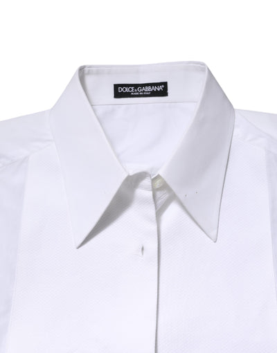 Dolce & Gabbana Weißes Baumwollhemd mit Kragen und langen Ärmeln